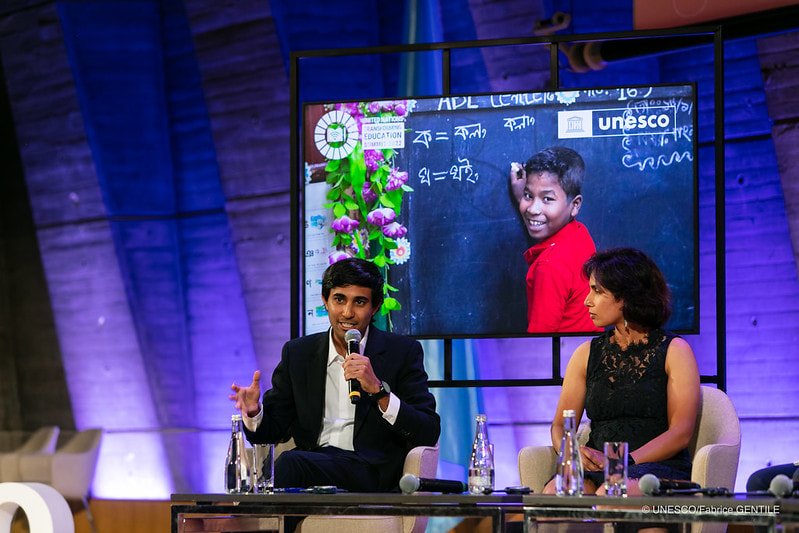 Taha Bawa, CEO of Goodwall, speaking at the Transforming Education Summit's pre-summit at UN Paris